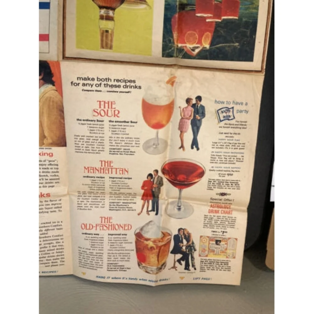 READ Make Mixed Drink‎ Poster Vtg Collins Manhattan Sour Alcohol Mixing 70s Bar